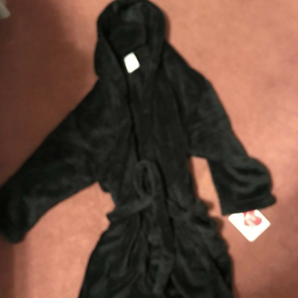 MADE WITH  LOVE AND KISSES BLACK HOODED ROBE YOUTH